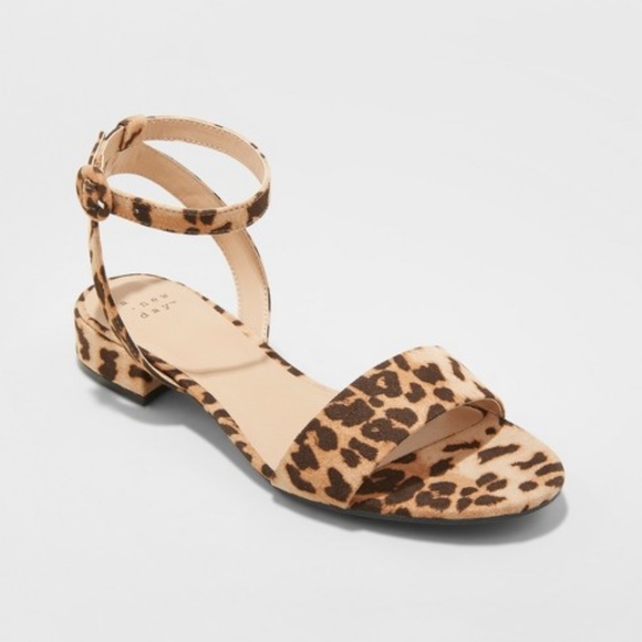 a new day Shoes - A New Day Brown Leopard Ankle Strap Sandals
